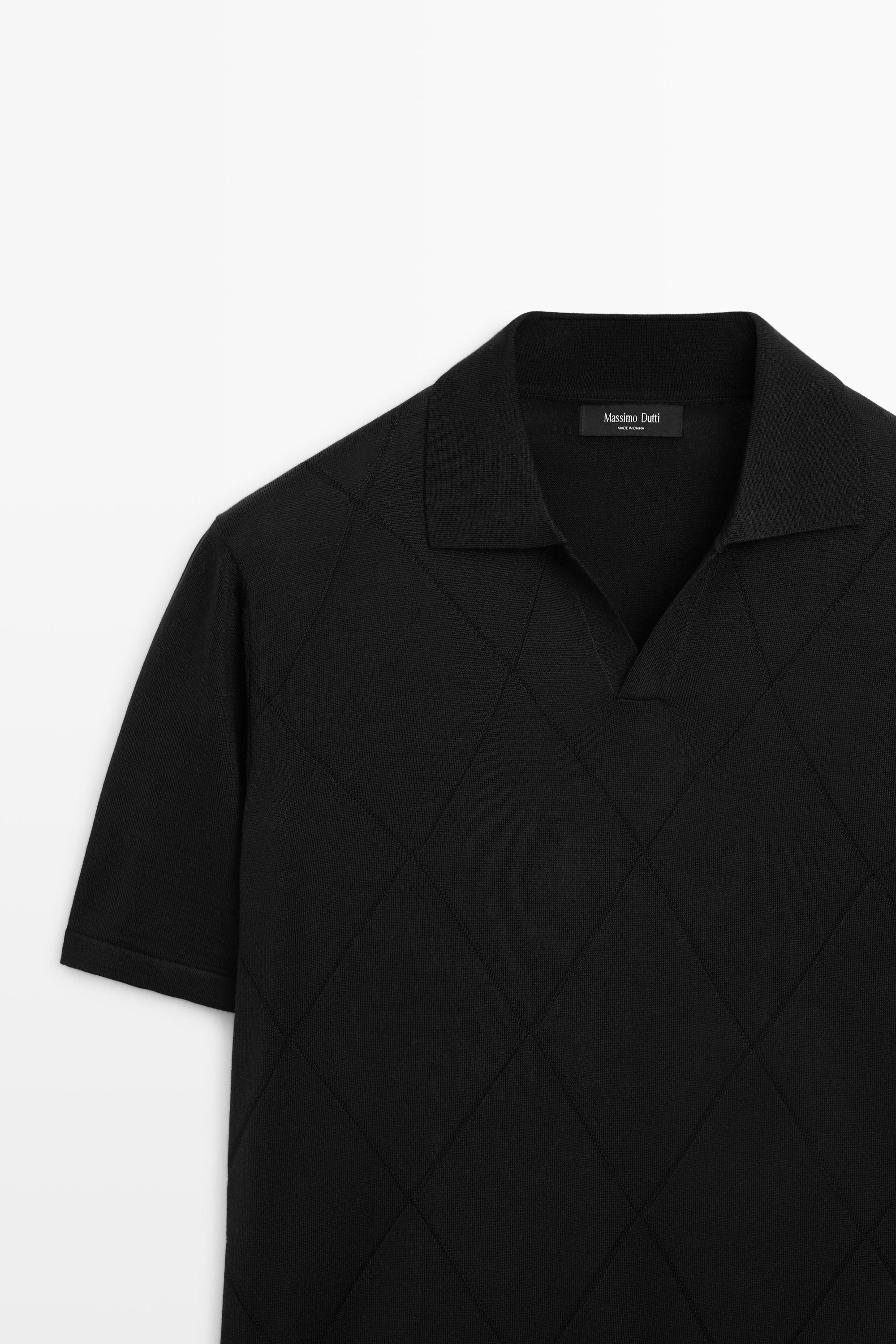 Argyle knit polo sweater